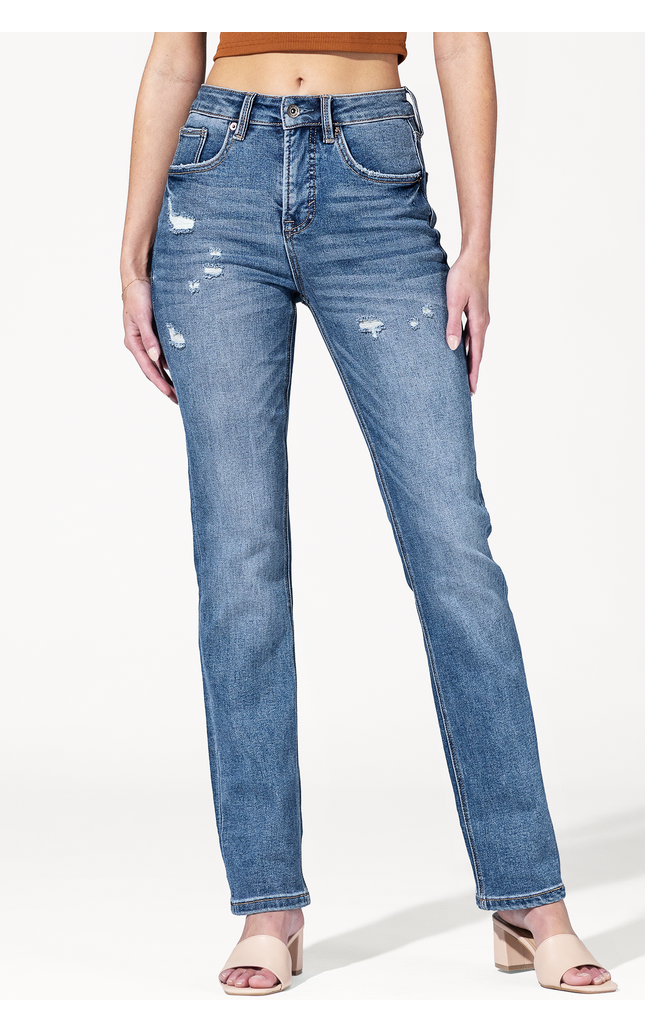 High Rise Slim Straight Leg Jean