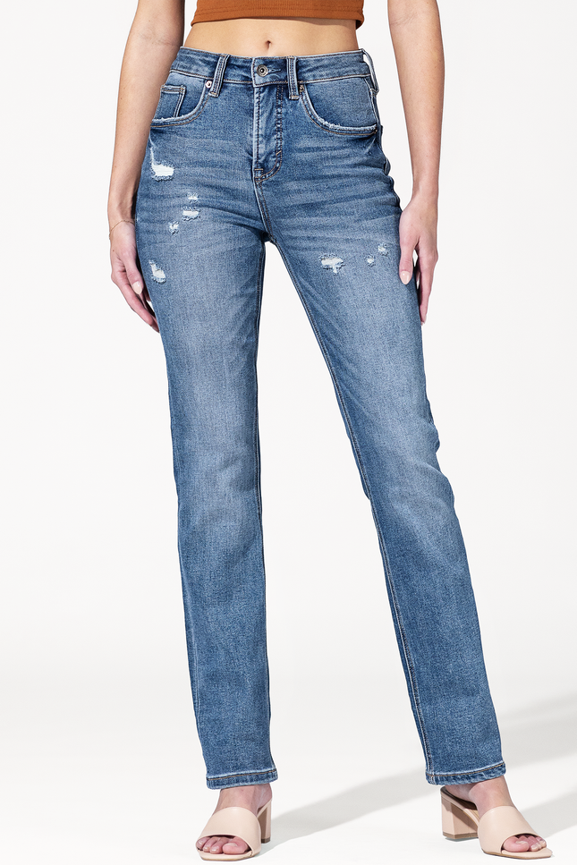 High Rise Slim Straight Leg Jean