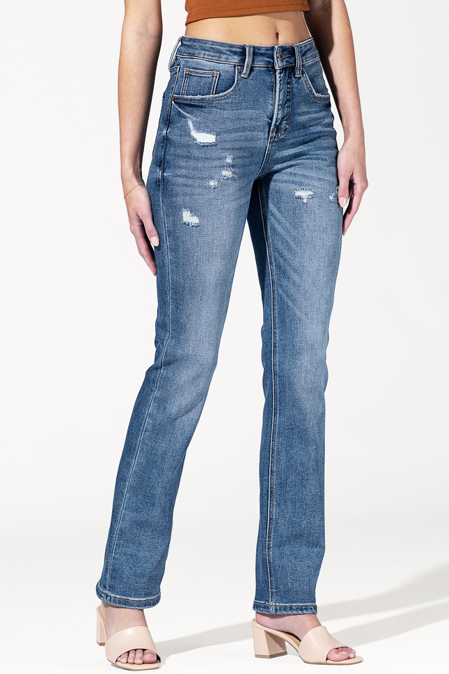 High Rise Slim Straight Leg Jean