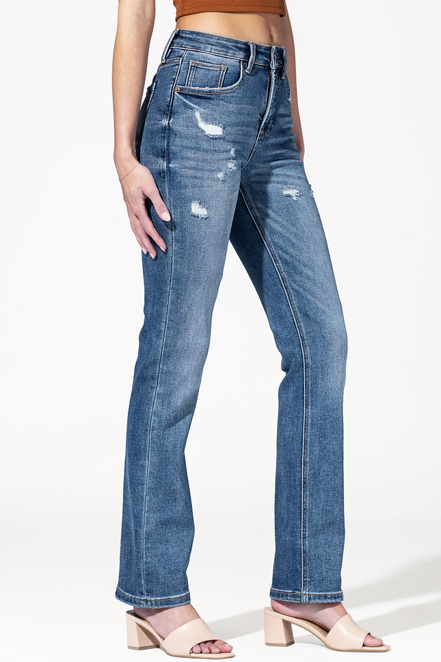 High Rise Slim Straight Leg Jean