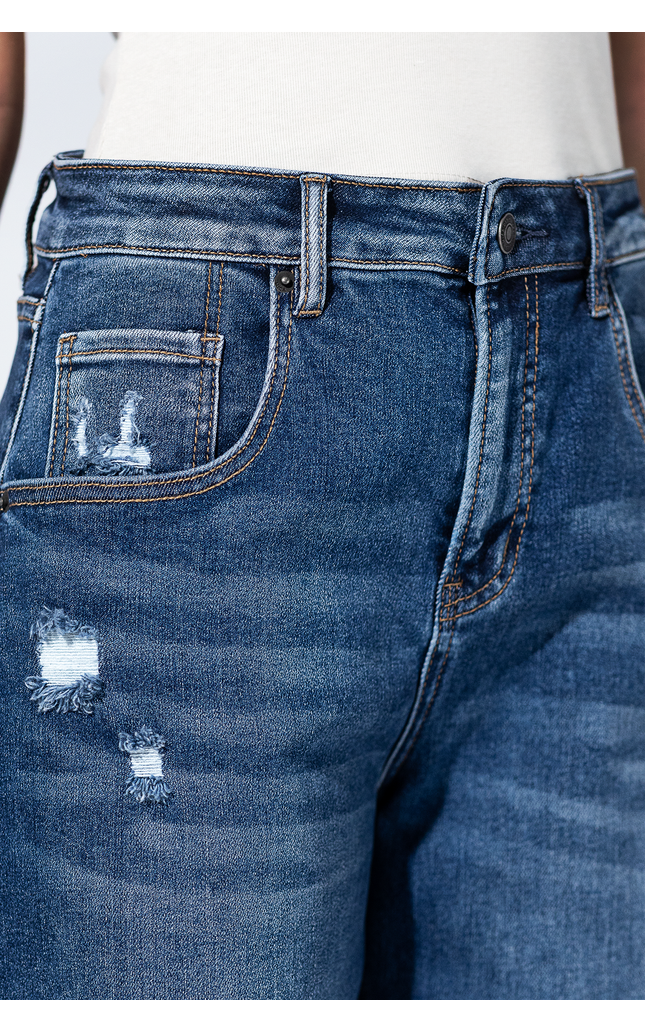 Super High Distressed Ankle Barrel Leg Jeans