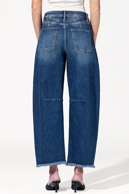 Super High Distressed Ankle Barrel Leg Jeans