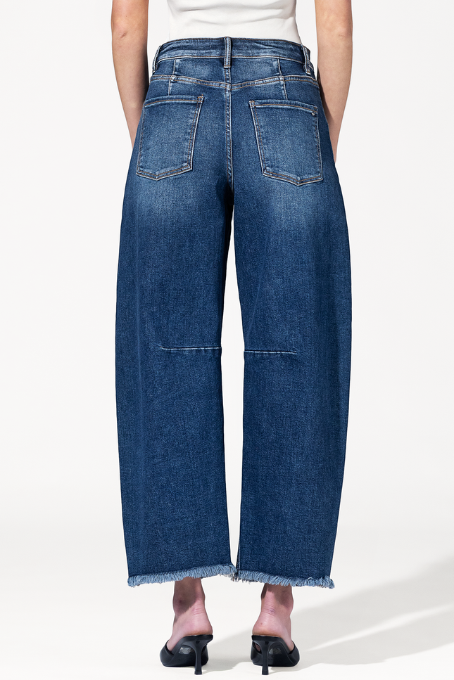 Super High Distressed Ankle Barrel Leg Jeans