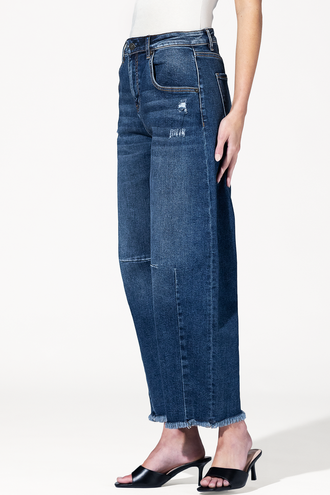 Super High Distressed Ankle Barrel Leg Jeans