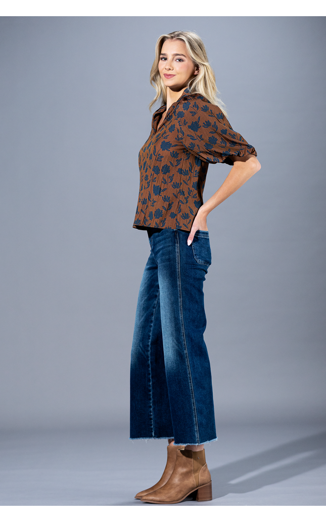 Autumn Grove Puff Sleeve Blouse