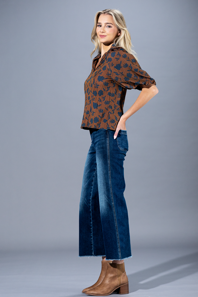 Autumn Grove Puff Sleeve Blouse