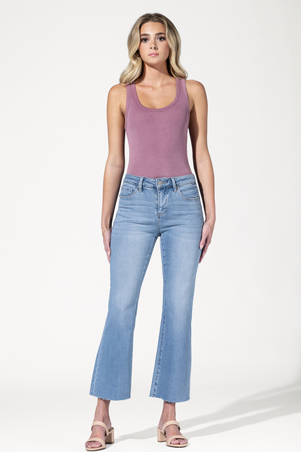 High Rise Tummy Tuck Cropped Flare Jeans
