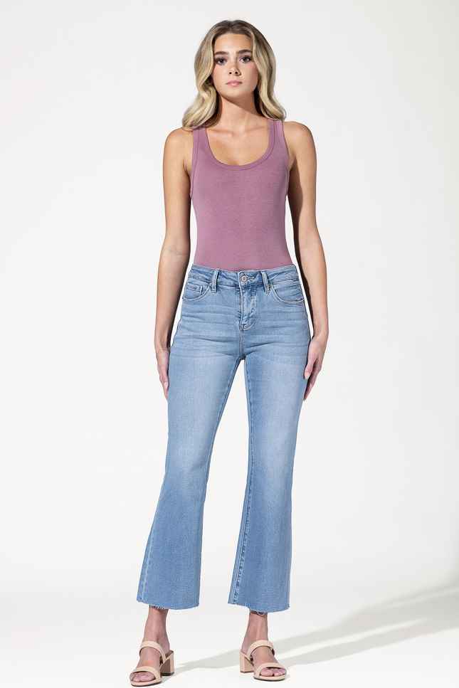 High Rise Tummy Tuck Cropped Flare Jeans