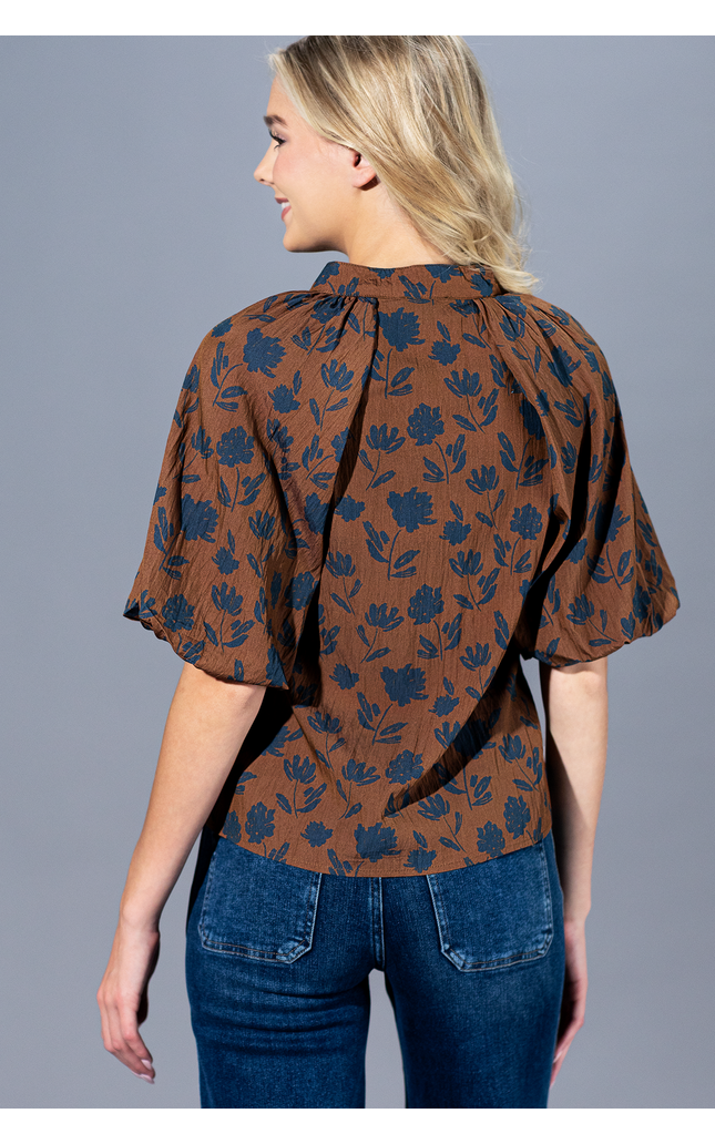 Autumn Grove Puff Sleeve Blouse