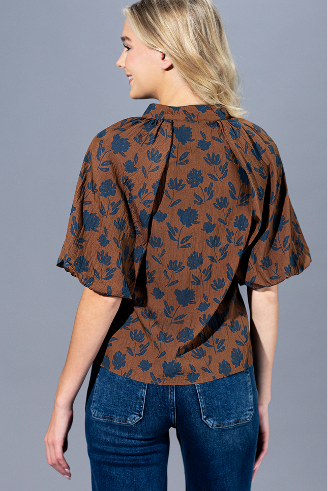 Autumn Grove Puff Sleeve Blouse