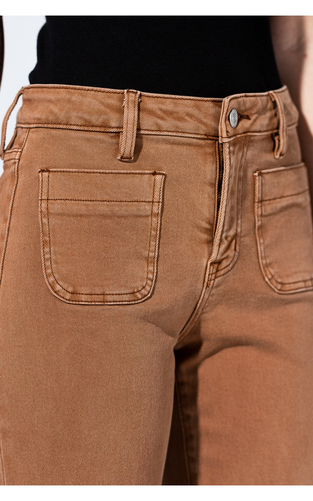 High Rise Cropped Jean with Fatigue Pockets