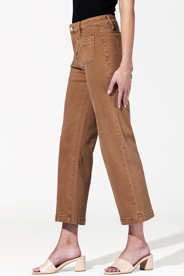 High Rise Cropped Jean with Fatigue Pockets