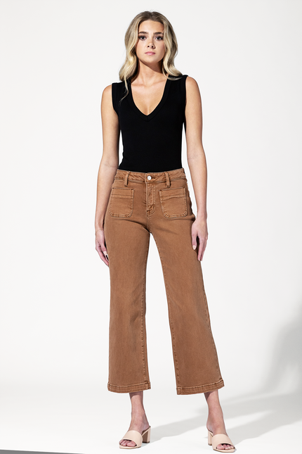 High Rise Cropped Jean with Fatigue Pockets