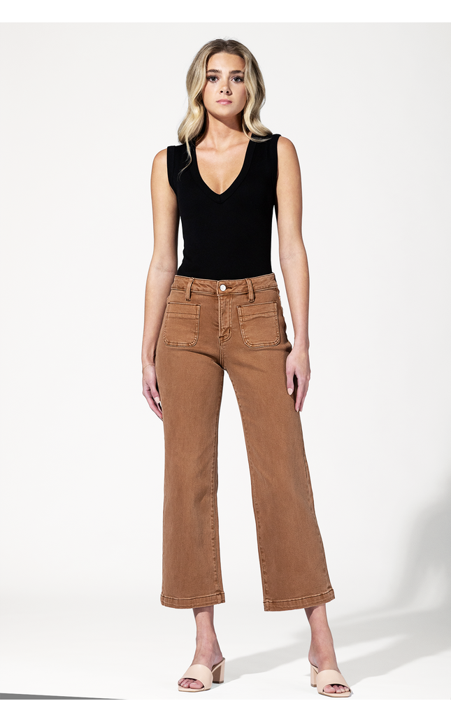 High Rise Cropped Jean with Fatigue Pockets