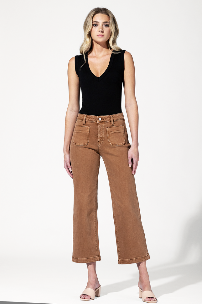 High Rise Cropped Jean with Fatigue Pockets