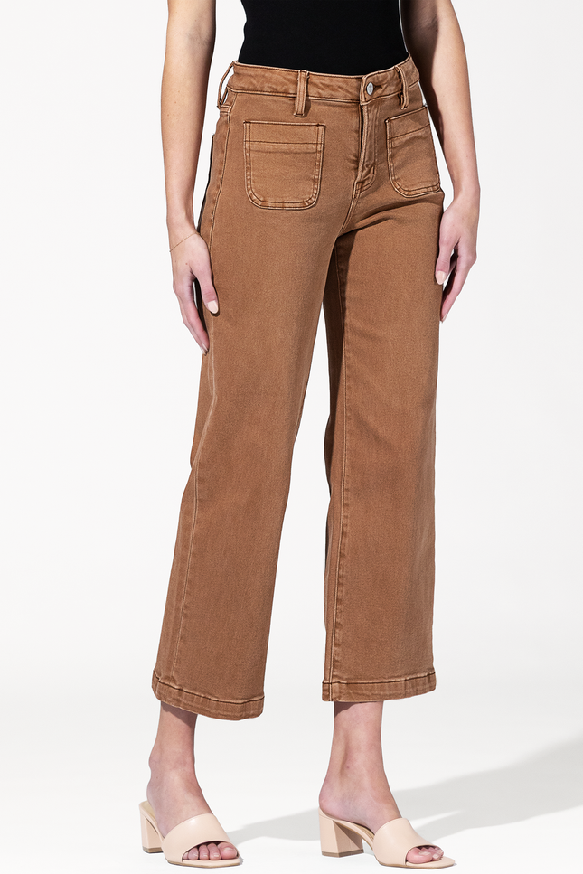 High Rise Cropped Jean with Fatigue Pockets