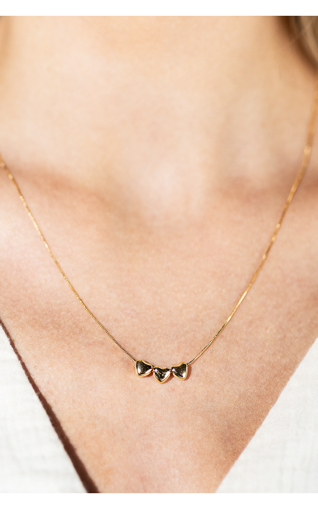 18K Gold Filled Trio Heart Necklace