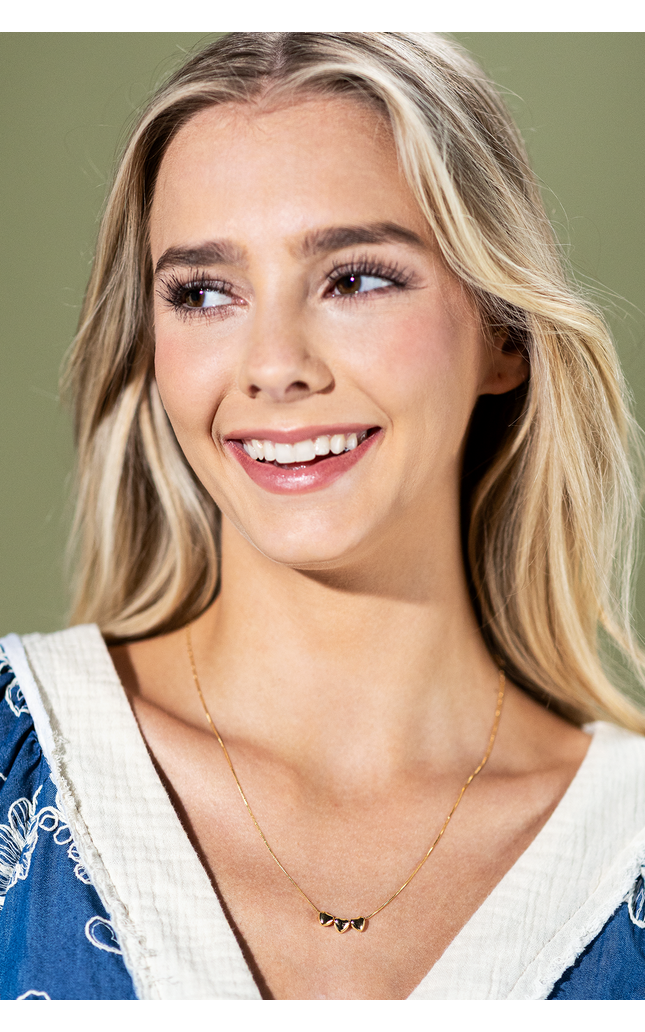 18K Gold Filled Trio Heart Necklace