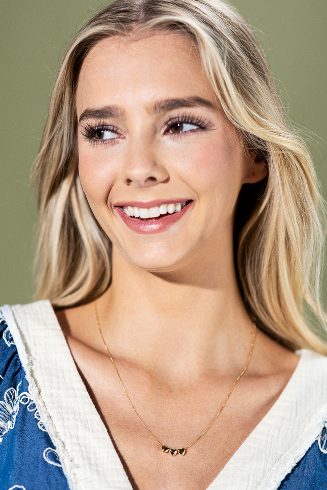 18K Gold Filled Trio Heart Necklace