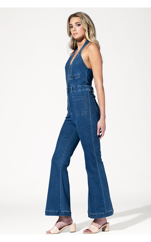 Farrah Flared Denim Jumpsuit