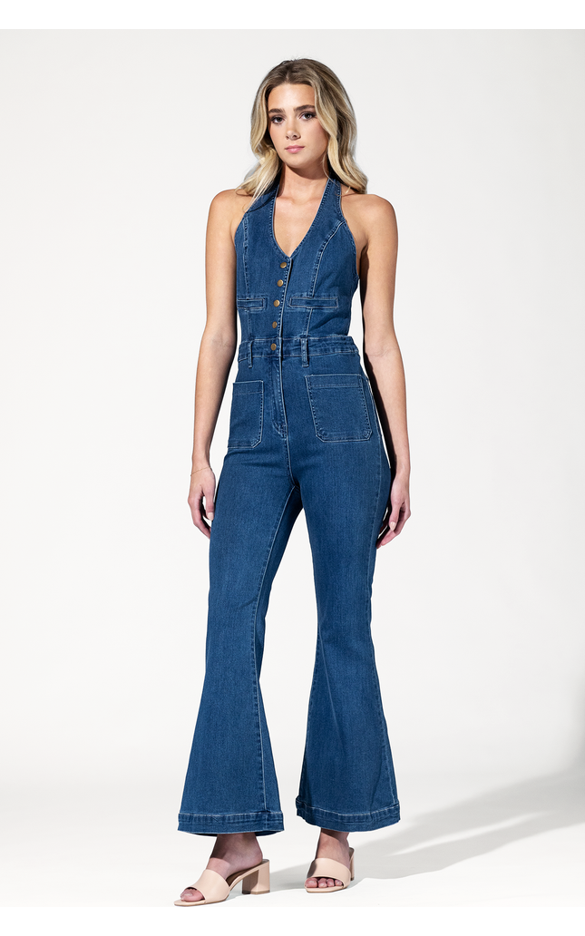 Farrah Flared Denim Jumpsuit