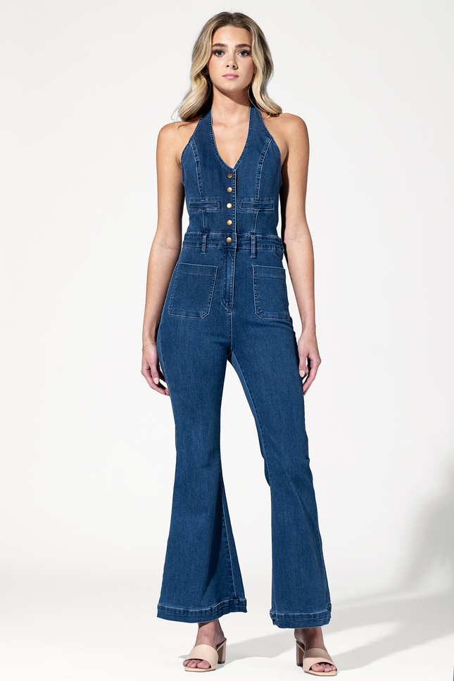 Farrah Flared Denim Jumpsuit