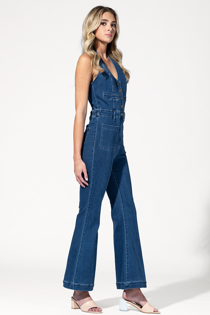 Farrah Flared Denim Jumpsuit