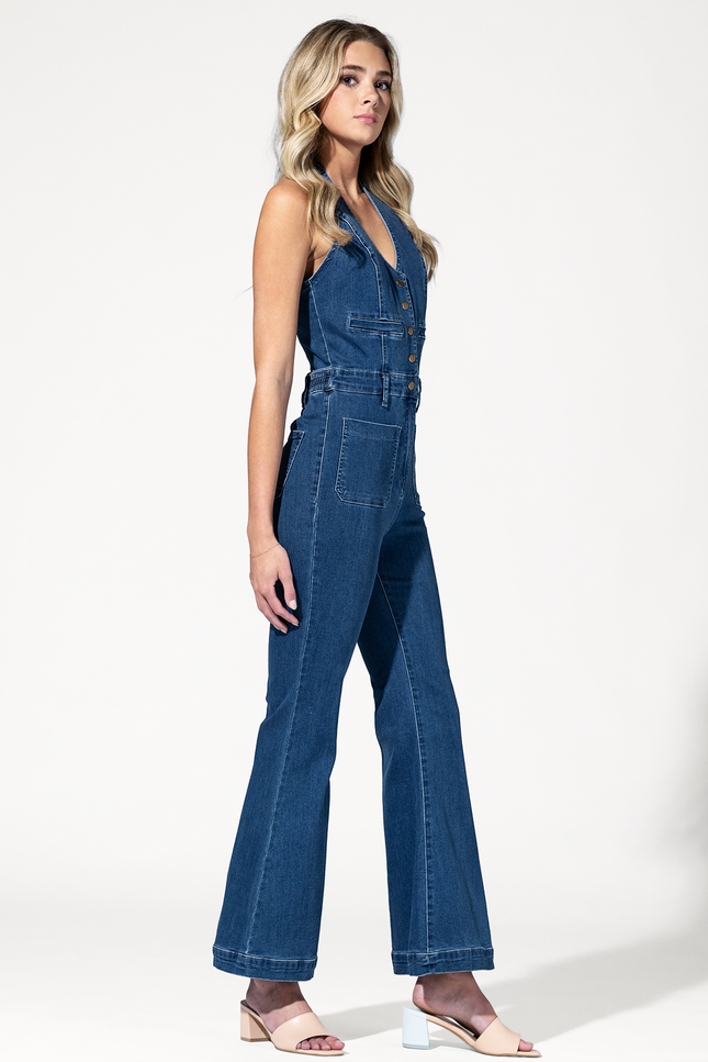 Farrah Flared Denim Jumpsuit