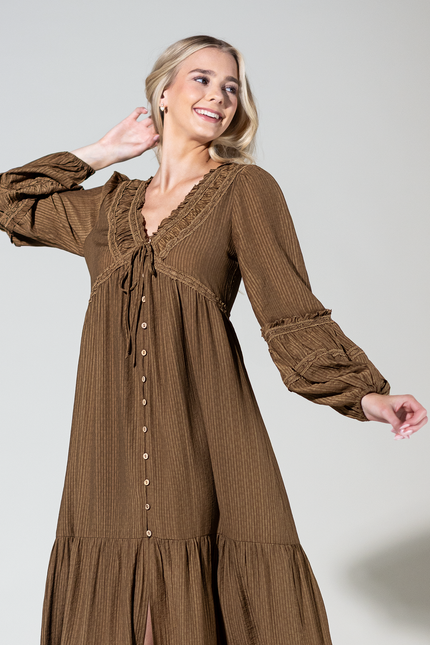 Paloma Balloon-Sleeve Maxi Dress