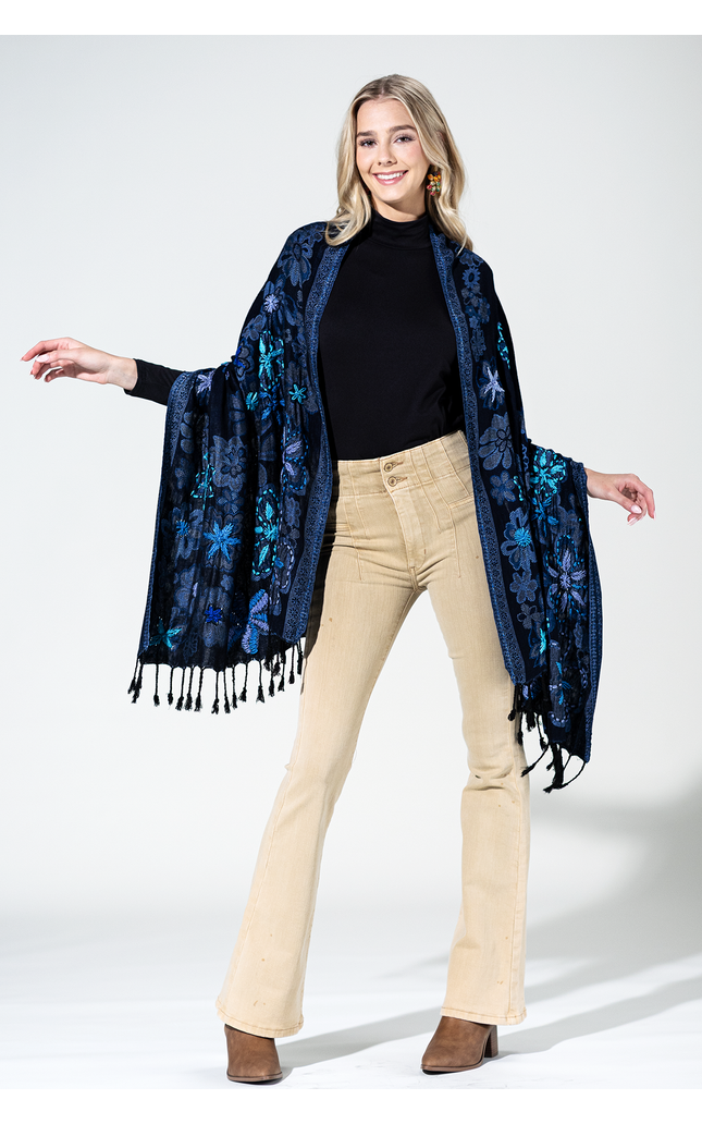 Anchorage Wool Embroidered Scarf