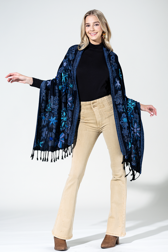 Anchorage Wool Embroidered Scarf