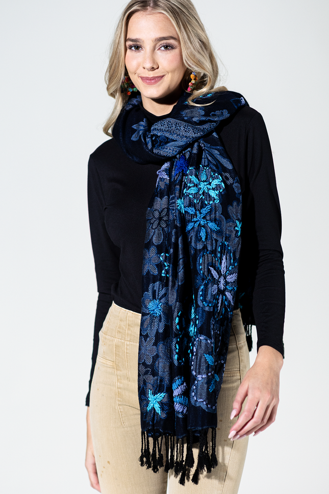 Anchorage Wool Embroidered Scarf