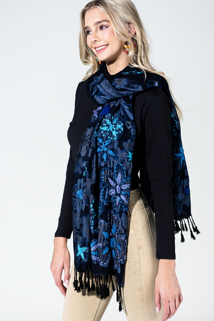 Anchorage Wool Embroidered Scarf