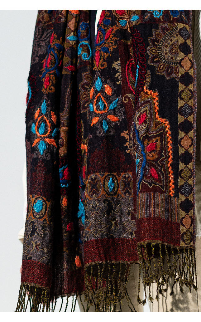 Durango Wool Embroidered Scarf