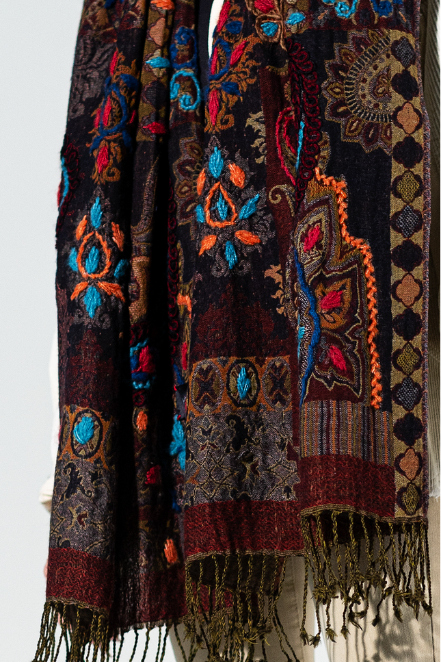 Durango Wool Embroidered Scarf