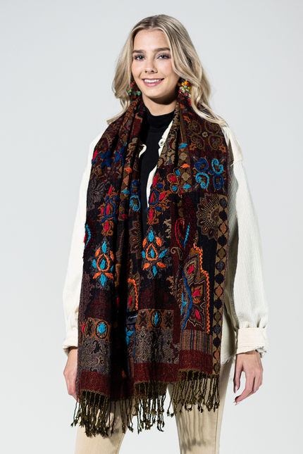 Durango Wool Embroidered Scarf