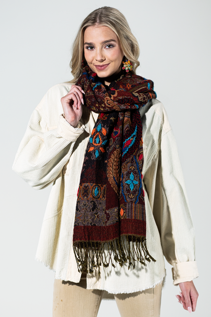 Durango Wool Embroidered Scarf