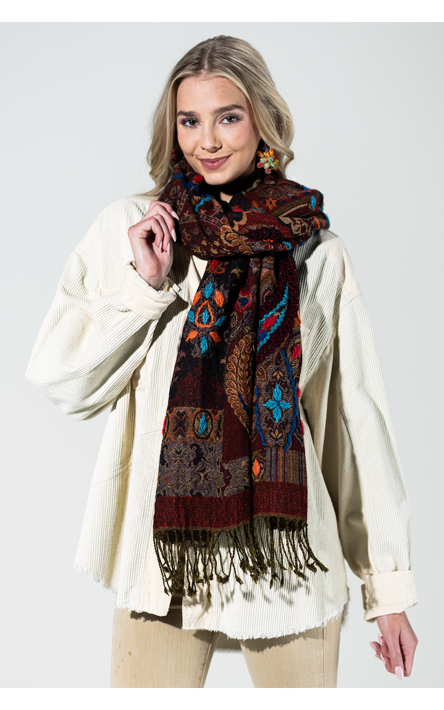 Durango Wool Embroidered Scarf
