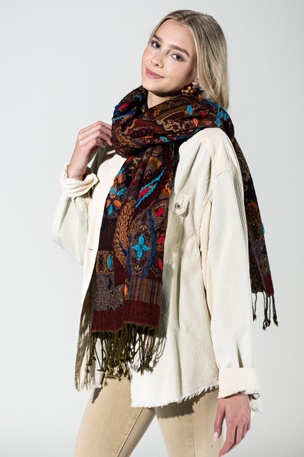 Durango Wool Embroidered Scarf