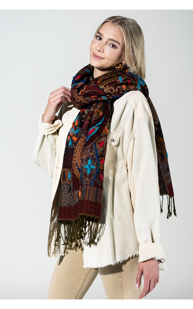 Durango Wool Embroidered Scarf