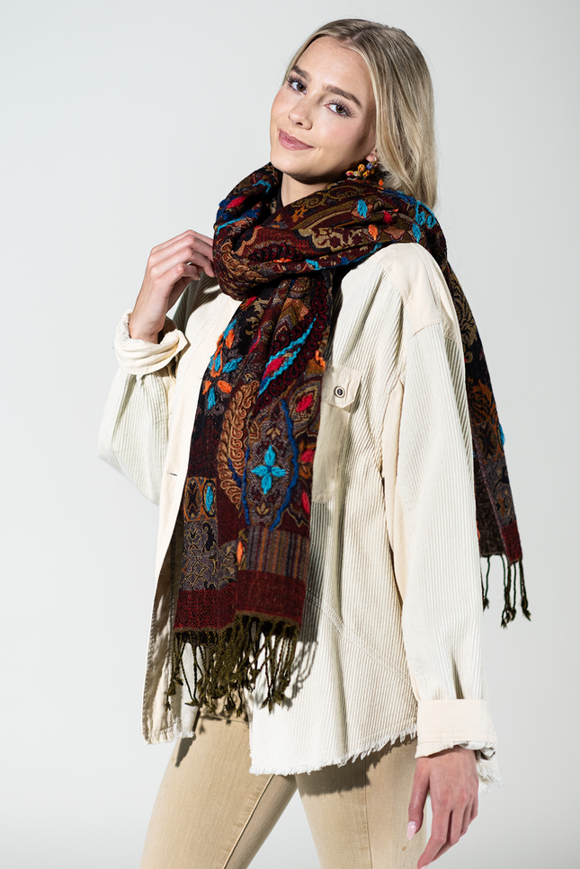 Durango Wool Embroidered Scarf