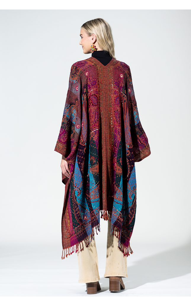 Wool Multi Paisley Ruana