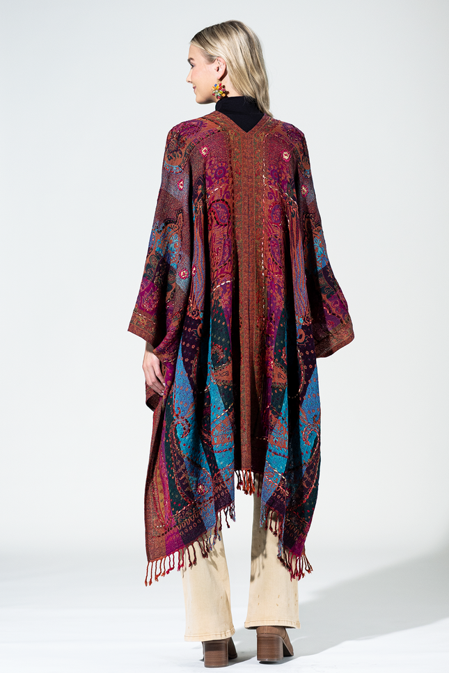 Wool Multi Paisley Ruana