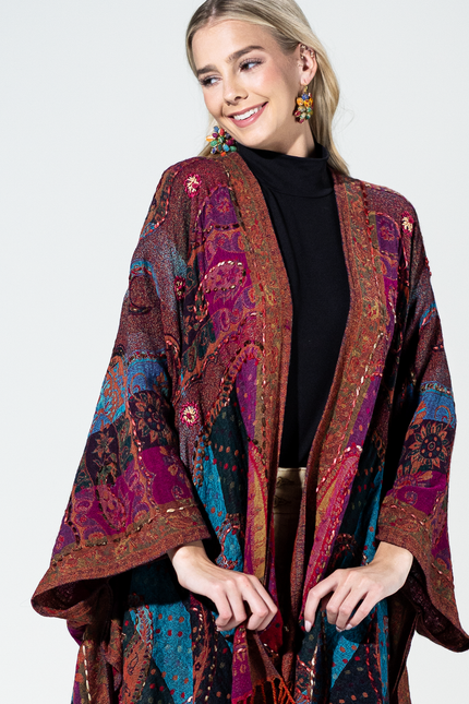 Wool Multi Paisley Ruana