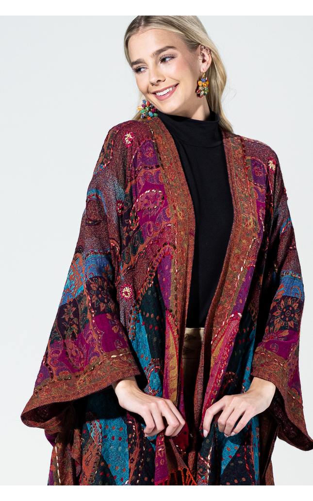 Wool Multi Paisley Ruana