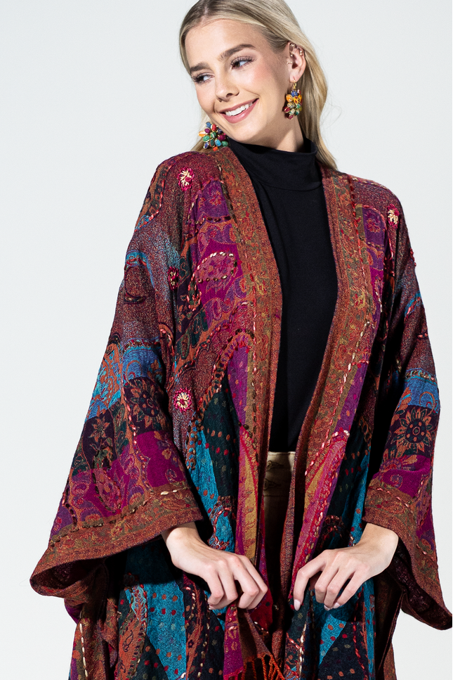 Wool Multi Paisley Ruana