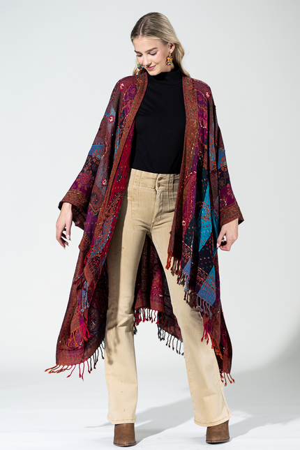 Wool Multi Paisley Ruana