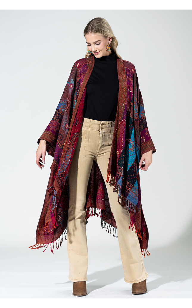 Wool Multi Paisley Ruana