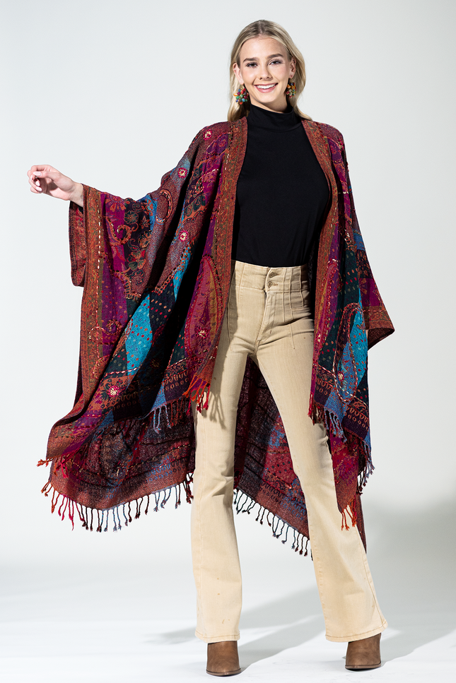 Wool Multi Paisley Ruana