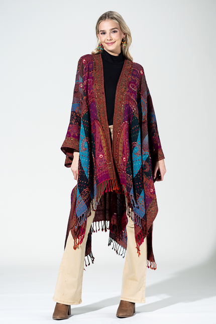 Wool Multi Paisley Ruana